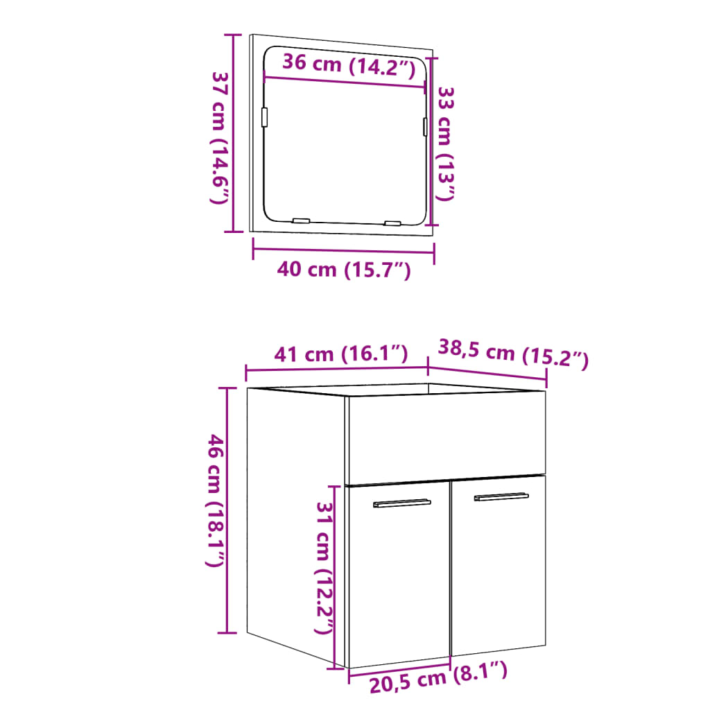 Ensemble de meubles de salle de bain 2 pcs chêne sonoma