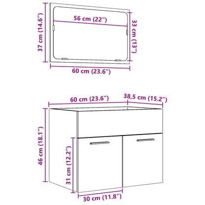 Ensemble de meubles de salle de bain 2 pcs chêne sonoma