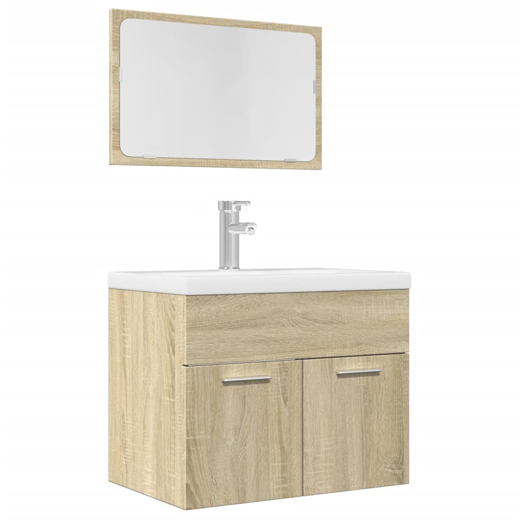 Ensemble de meubles de salle de bain 2 pcs chêne sonoma