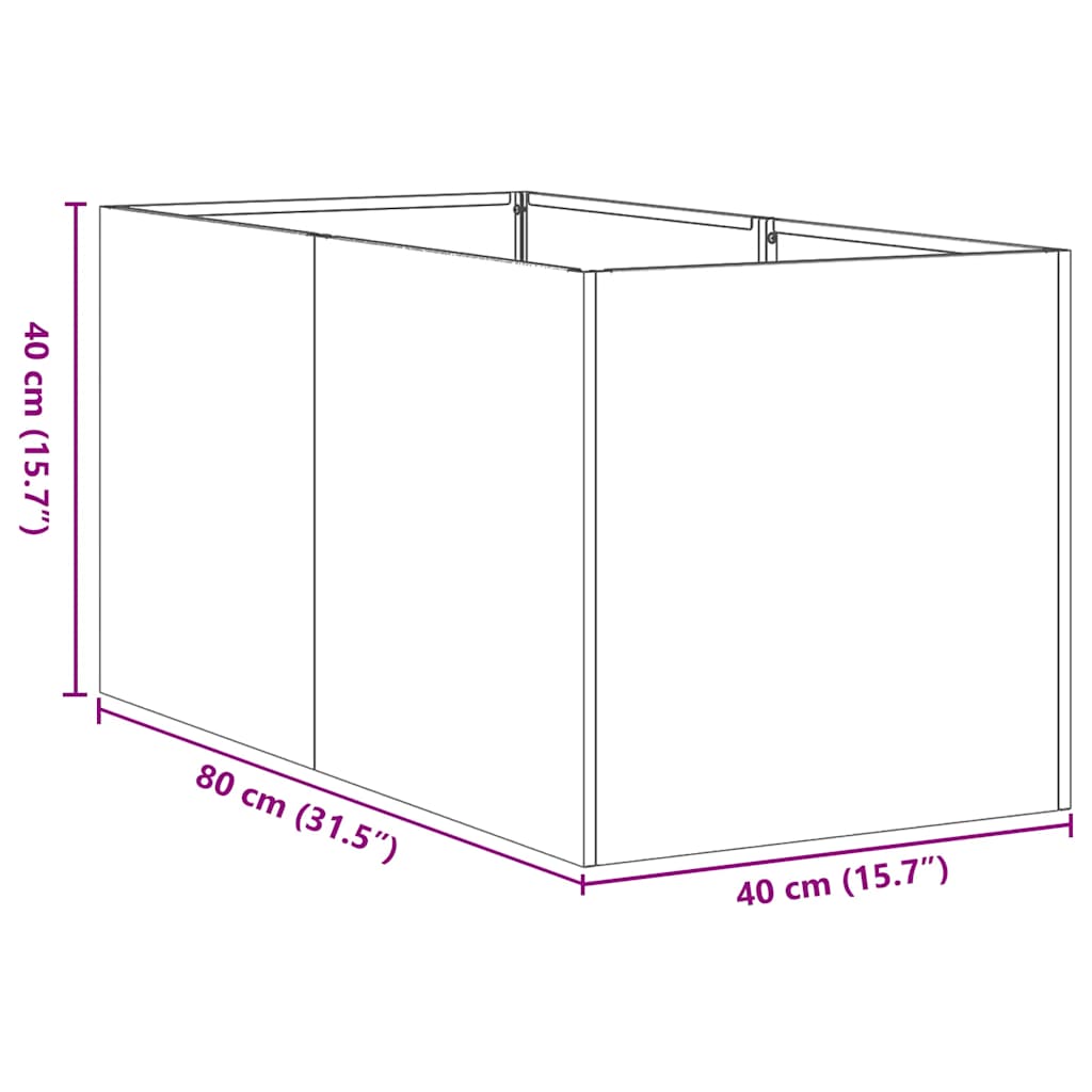 Jardinière anthracite 40x80x40 cm acier laminé à froid