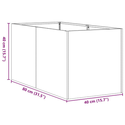 Jardinière vert olive 40x80x40 cm acier laminé à froid