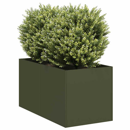 Jardinière vert olive 40x80x40 cm acier laminé à froid