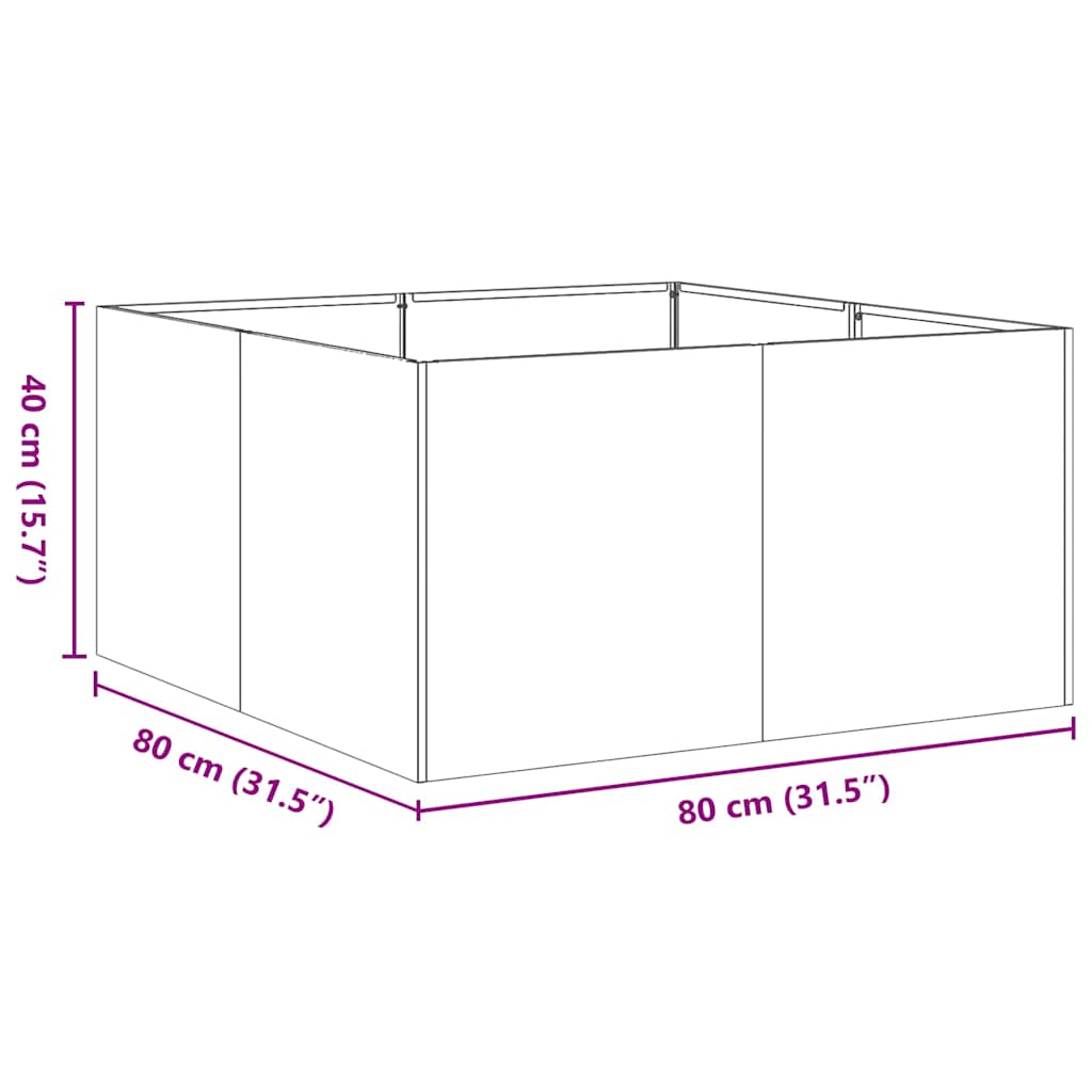 Jardinière blanc 80x80x40 cm acier laminé à froid