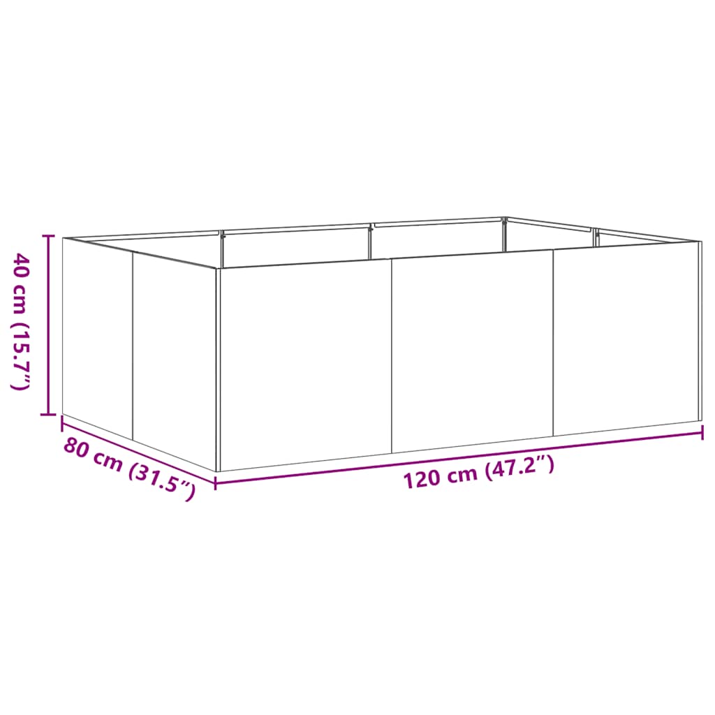 Jardinière vert olive 120x80x40 cm acier