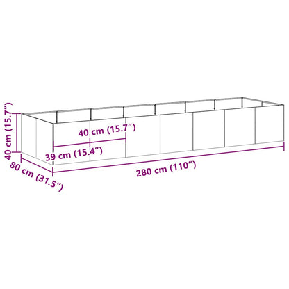 Jardinière rouillé 280x80x40 cm acier inoxydable