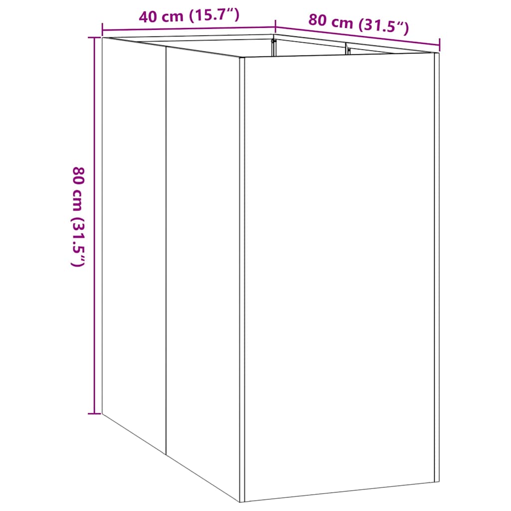 Jardinière blanc 40x80x80 cm acier