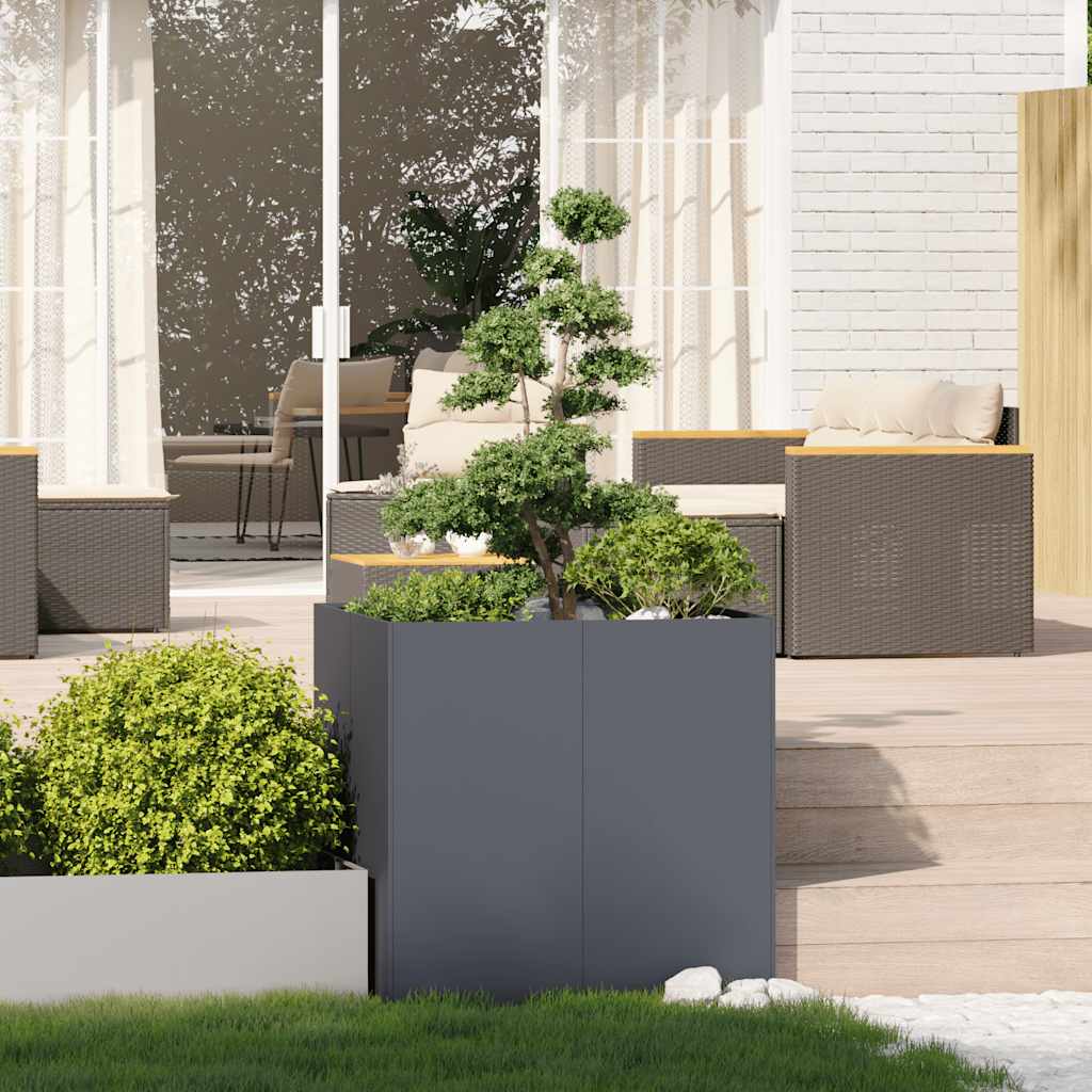 Jardinière anthracite 80x80x80 cm acier