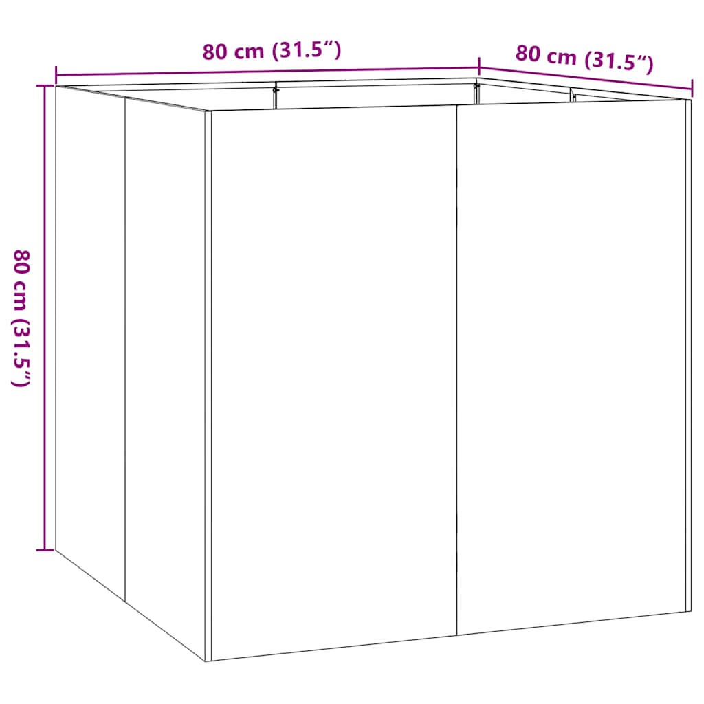 Jardinière 80x80x80 cm acier galvanisé