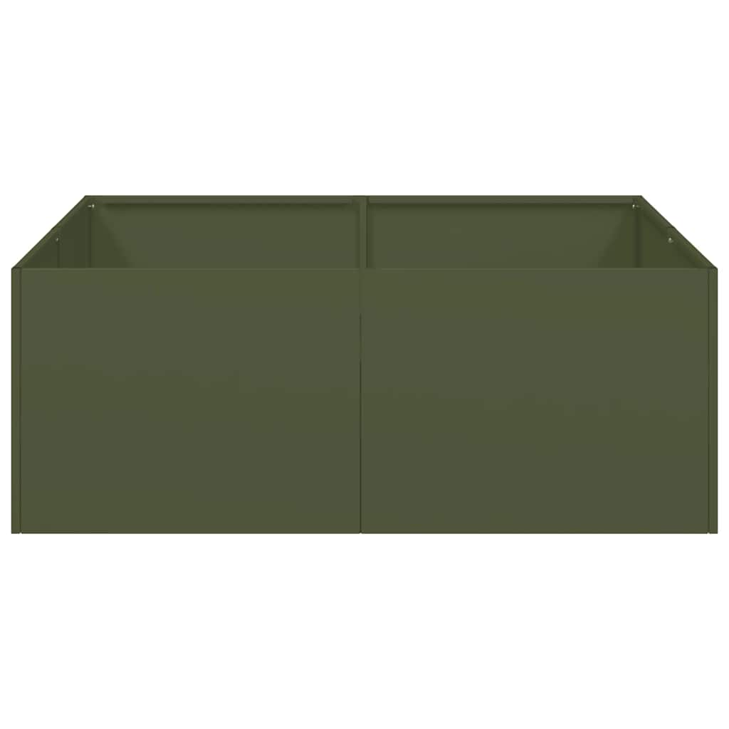 Jardinière vert olive 80x80x30 cm acier