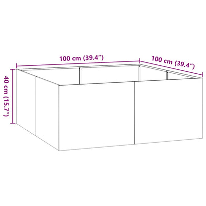 Jardinière rouillé 100x100x40 cm acier inoxydable