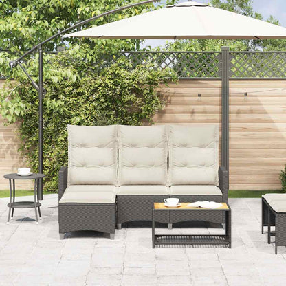 Canapé de jardin inclinable coussins forme de L noir polyrotin