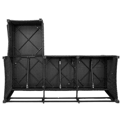 Canapé de jardin inclinable coussins forme de L noir polyrotin