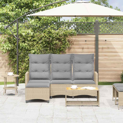 Canapé de jardin inclinable coussins forme de L beige polyrotin