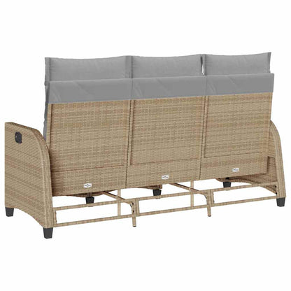 Canapé de jardin inclinable coussins forme de L beige polyrotin