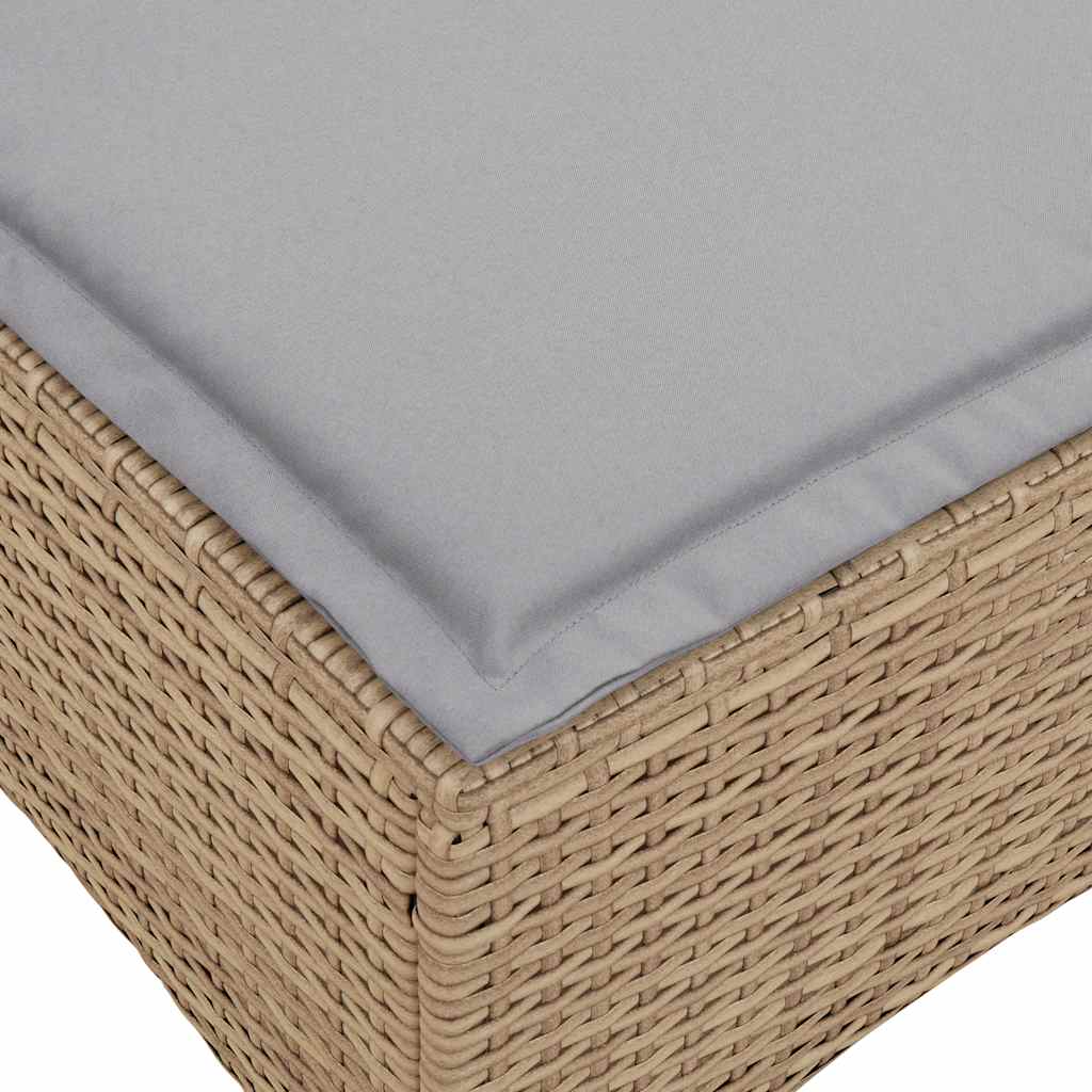 Canapé de jardin inclinable coussins forme de L beige polyrotin