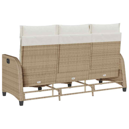 Canapé de jardin inclinable coussins forme de L beige polyrotin