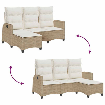 Canapé de jardin inclinable coussins forme de L beige polyrotin