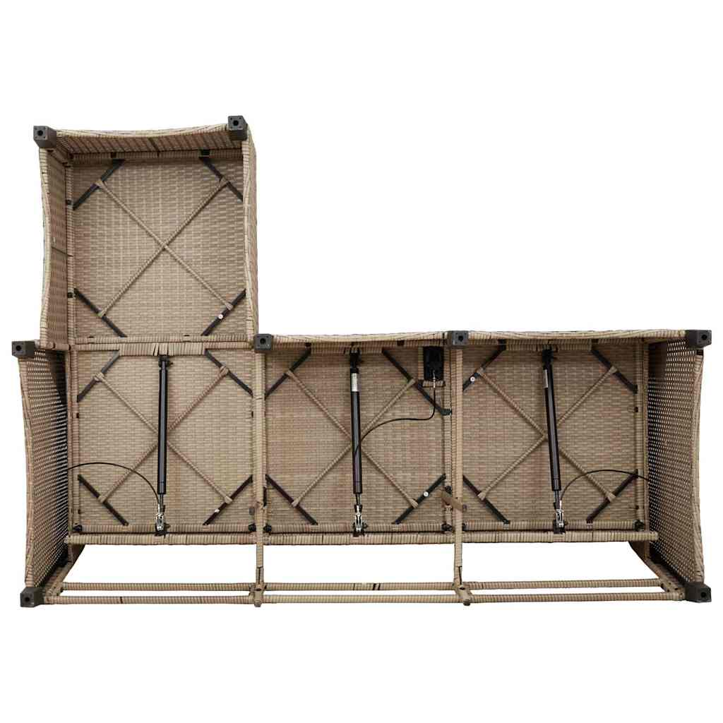 Canapé de jardin inclinable coussins forme de L beige polyrotin