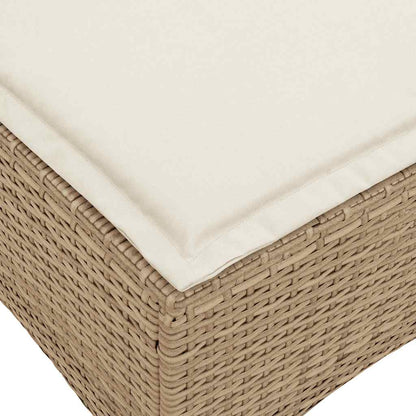 Canapé de jardin inclinable coussins forme de L beige polyrotin