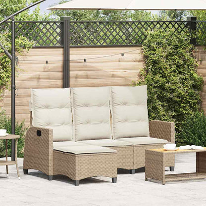 Canapé de jardin inclinable coussins forme de L beige polyrotin