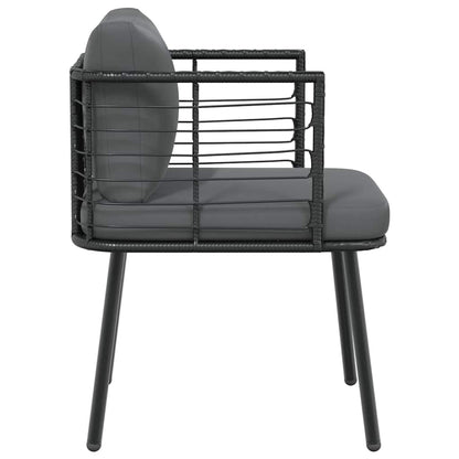 Chaise de jardin avec coussins noir résine tressée