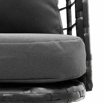 Chaise de jardin avec coussins noir résine tressée