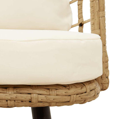 Chaise de jardin avec coussins naturel résine tressée